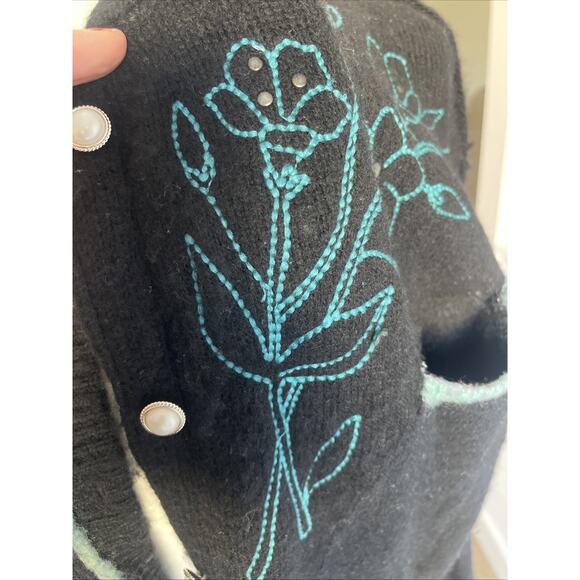 Free People Sz M Wool Blend Cardigan Cottage Core Boho Grandma Oversized Cozy - Picture 5 of 16